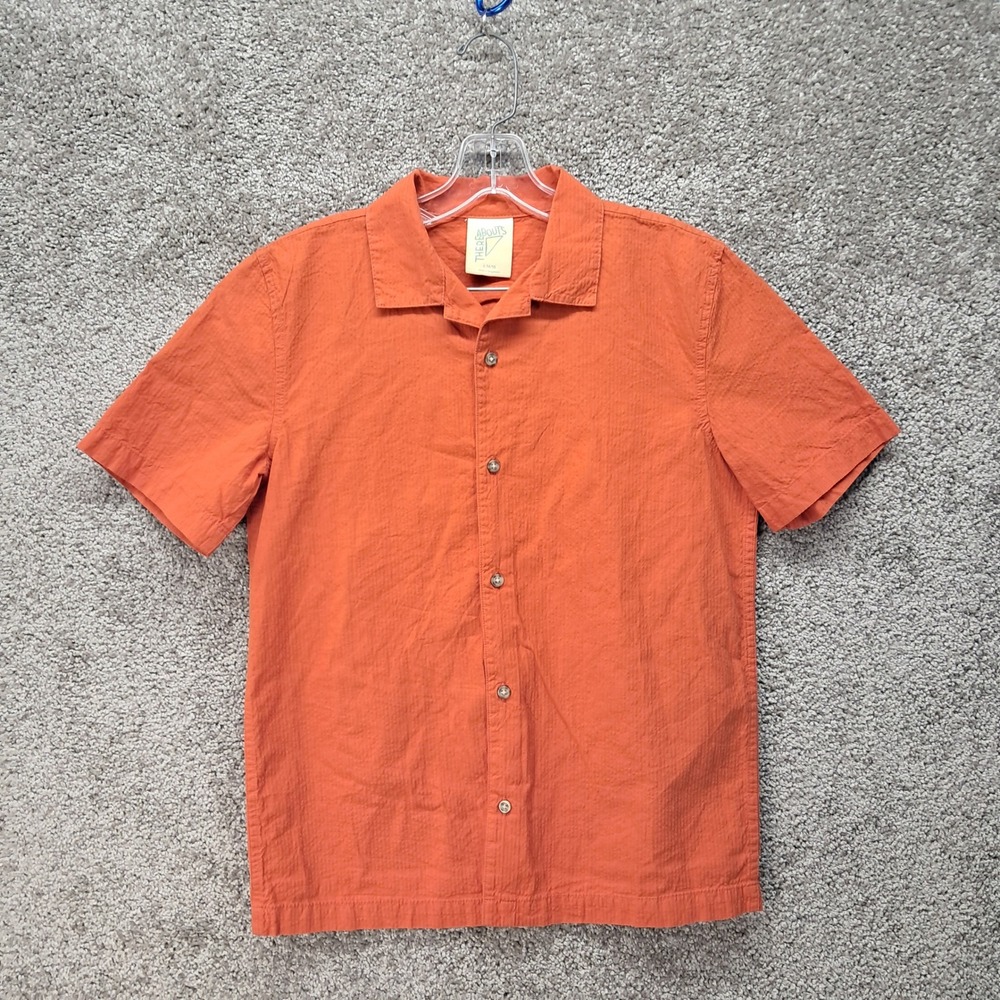 Thereabouts Kids Orange Short Sleeve Cotton Button Down Camp Shirt Size L 14/16